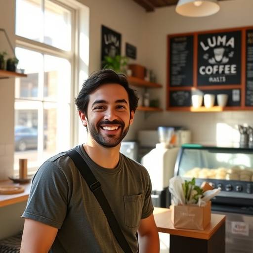 A customer testimonial video for 'Luma Coffee Roasters', a local San Francisco coffee company, discussing the quality and sourcing of their beans.