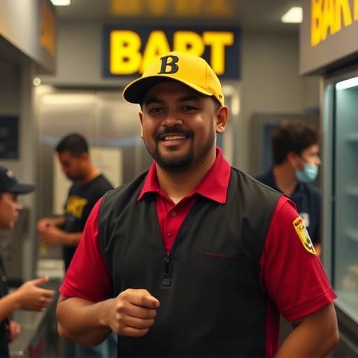 Image from a training video developed for 'Bay Area Rapid Transit' (BART) employees on safety procedures.